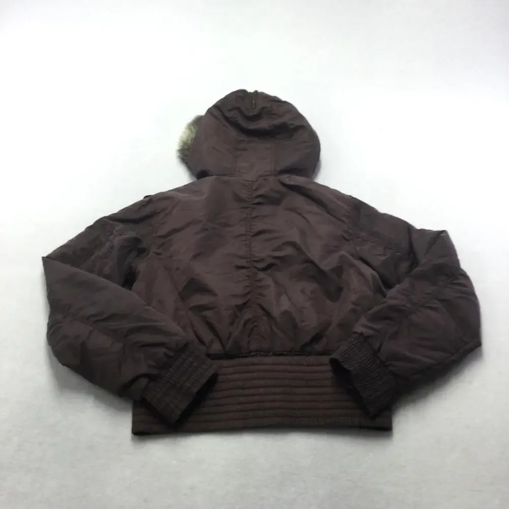 Noni Jacket Kids 4T Brown Hooded Bomber Faux Fur Lined Nylon Zip Coat Winter
